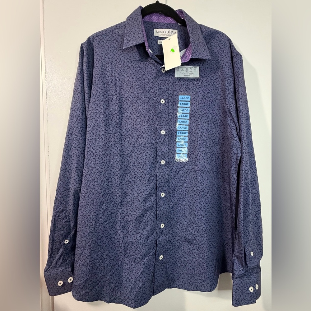 Nick Graham Men's Purple Paisley Patterned Shirt
